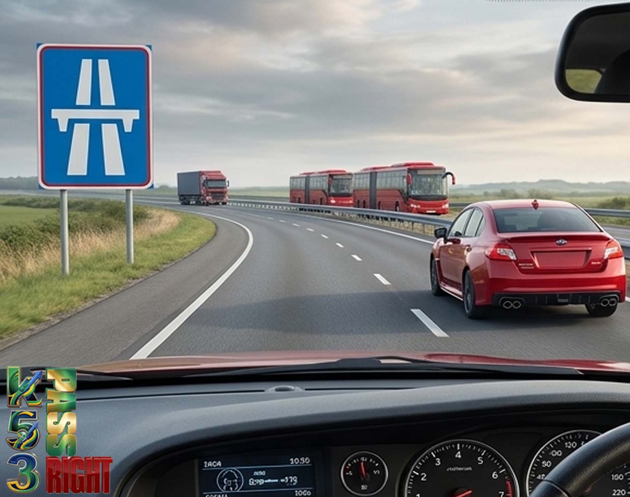 Dual-carriageway freeway begins sign example